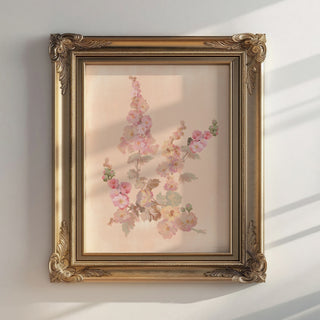Hollyhocks In Seashell Pink Print