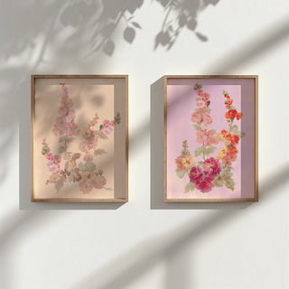Hollyhocks In Seashell Pink Print